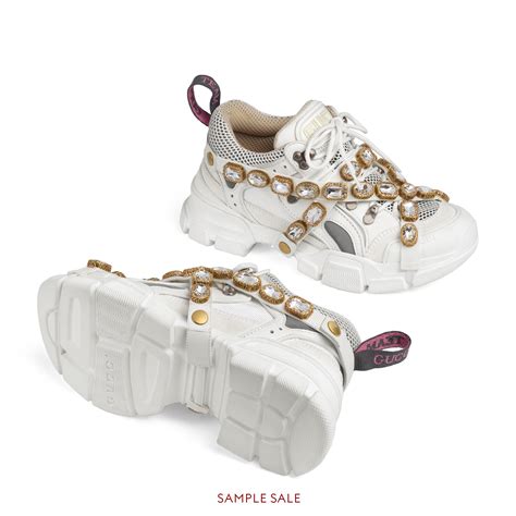 gucci shoes crystals|gucci flashtrek with crystals white.